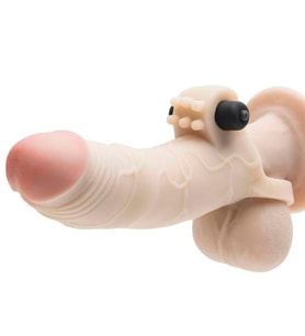 Vücut Uyumlu Malzemeden Üretilmiş 16 cm X-Tensions Titreşimli 5 Cm Uzatmalı Penis Kılıfı