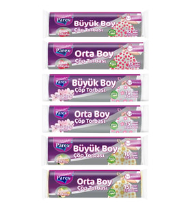 Büzgülü Çöp Torbası Kokulu Büyük ve Orta Boy 6 Paket