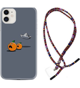 Apple iPhone 11 12 13 Mini Kılıf Boyun Asklı Rasta Silikon Orange Escape 1374