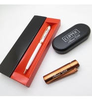 Clipper® Klasik Mat Bronz Gold Kişiye Özel Çakmak ve Kalem Seti Hediyelik Çakmak