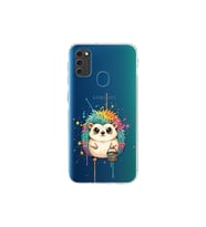 Samsung Galaxy M30S ile Uyumlu Splash Kirpi Tasarımlı Şeffaf Silikon Kılıf