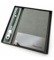 Signator® Codex  N375 Kişiye Özel Defterli Set - İsme Özel Siyah Kalem + İsme Özel Gri Defter + İsme Özel 32 GB Usb Bellek  İsme Özel Kutusunda Hediyelik Set (Karışık)