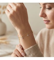 925 Ayar Gümüş Gold Minimal Çiçek Bileklik (Altın)