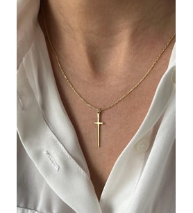 Kişiye Özel Zarif Minimalist Kılıç Kolye 925K Gümüş (Gold)