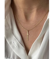 Kişiye Özel Zarif Minimalist Kılıç Kolye 925K Gümüş (Gold)