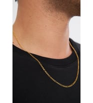 18k Altın Kaplama 2mm Figaro 925 Ayar Gümüş Zincir Kolye Vek-3092