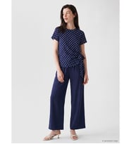 LCW Comfort Lacivert Beli Lastikli Geniş Paça Kadın Pantolon