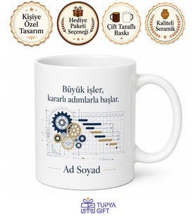 Proje Müdürüne Hediye İsimli Özel Tasarım Baskılı Porselen Kupa Bardak