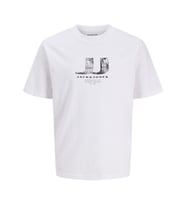 JACK JONES JJ Baskılı Erkek Bisiklet Yaka Tişört 12297849 (Beyaz)