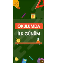 Okulumda İlk Günüm Temalı Fotoğraf Panosu Branda 100x200