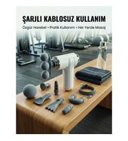 Mey İthalat® Taşınabilir Şarjlı Kas Masaj Tabancası Derin Doku Masajı İçin 8 Başlıklı Profesyonel Ci
