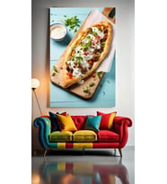 KIYMALI PİDE Ev Duvar Salon Güzellik Salonu Ofis Dükkan Dekarasyon Kanvas Tablo (Çok Renkli)