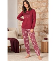Gd Goldoremi 2217 Kadın Premium Kışlık Desemli Uzun Kollu Pijama Takım