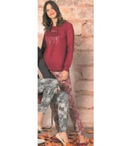 Polat 2217 Kadın Uzun Kollu Pijama Takımı (Bordo)