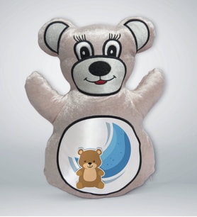 BK Gift Sevimli Ayıcık Tasarımlı Krem Ayıcık Yastık-1