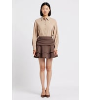 Kadın Mini Şort Etek Katlı Fırfırlı Dokuma Modal Polyester Karışım Rahat Kesim Yaz Koleksiyonu Şık