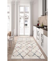 West Home Yıkanabilir Kaymaz Leke Tutmaz Salon Halısı,Mutfak Halısı,Koridor Halısı,Yolluk ve Paspas (Beyaz)