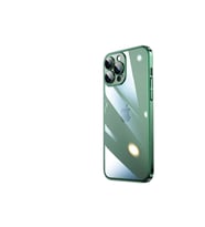 Apple iPhone 13 Pro Uyumlu Kılıf Sert PC Renkli Çerçeveli Zore Riksos Kapak (Koyu Yeşil)