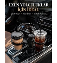 Ayarlanabilir Araç Bardaklık Aparatı Çift İçecek ve Tepsili Tasarım