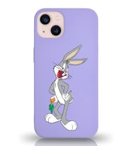 Apple iPhone 13 Uyumlu Lansman Kılıf Bugs Bunny Tasarımlı Altı Kapalı İçi Kadife Kaplı  Kapak (Şeffaf)