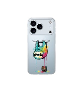 iPhone 17 Pro Max ile Uyumlu Splash Tembel Hayvan Tasarımlı Şeffaf Silikon Kılıf