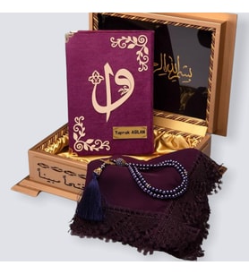 GOLD SANDIKLI HAFIZ BOY KUR'AN-I KERİM SETİ SET(MOR)