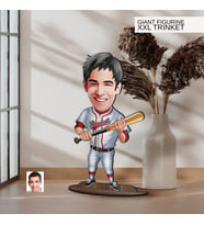 BK Gift Kişiye Özel Beyzbol Karikatürlü Büyük Boy Ahşap Biblo-1, Arkadaşa Hediye , Sevgiliye Hediye, Kişiye Özel Biblolar