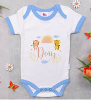 BK Kids Kişiye Özel Mavi Bebek Body Zıbın - Model 164