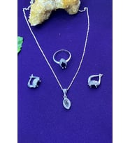 Mekik Model Zirkon Taşlı Gümüş Üçlü Set