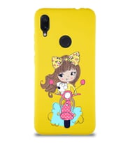 Xiaomi Redmi Note 7 Pro Soft Premier Kapak Vespagirl Tasarımlı Silikon Kılıf - Sarı (Şeffaf)