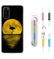 Samsung A02S A03S A10 A12 A13 A21S A22 Kılıf Kablo Koruma Spiral Silikon Ay ve Flamingo 1775