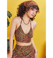 Sırtı Açık Boyundan Bağlamalı Kuplu Crop Bluz (PERA MODA)