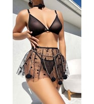 HotFlirt NL 3617Zincirli Kalp Desenli Mini Etekli Takım (Siyah)