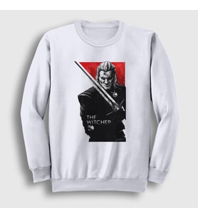 Presmono Unisex Beyaz Geralt Of Rivia V2 Dizi Witcher Sweatshirt 321251tt