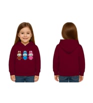 Unisex Baskılı Çocuk Swaetshirt Labubu Baskılı Kapüşonlu 3 İplik Şardonlu (Bordo)