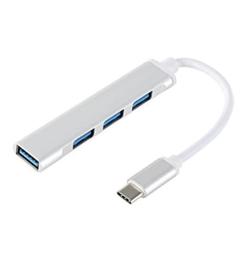 Type-C to 4 Port USB 3.0 Çoklayıcı Dönüştürücü Adaptör OTG (Gri)