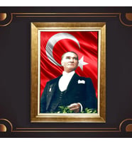 Altın Varaklı Çerçeveli Paspartulu Atatürk Tablo z4791 (Gold)