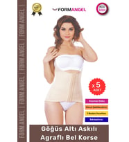 #Korse Vücut Şekillendiren Toparlayıcı Kadın Göğüs Altı Askılı Agraflı Bel Korse - 5 Adet (Ten)