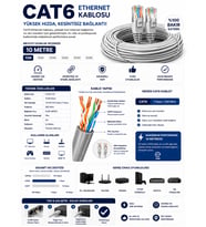 CAT6 Ethernet Kablo 10 Metre