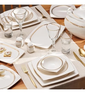Emsan Başak Gold Fıne Bone Yemek Takımı 60 Parça Kare