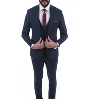Jan Carlucci Slimfit Yelekli Drop 6 Takım (Lacivert)