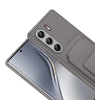 Tecno Camon 40 Pro Kılıf Deri Dokulu ve Kartlıklı BiKart TPU Premium Kapak (Gri)