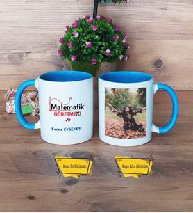 Matematik Öğretmeni Kupa Bardak Mavi Fotoğraflı Öğretmenler Günü Hediyesi