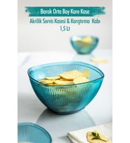 Northcity Akrilik Barok Aquamarin Orta Boy Kare Meyve & Salata Kasesi & Karıştırma Kabı / 1,5 Lt (CAM DEĞİLDİR)