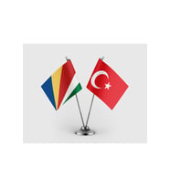 Seyşeller ve Türkiye Bayrağı İkili Saten Masa Bayrağı Takımı