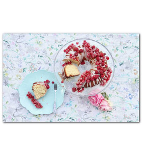 Cakatablo  Tabakta Vişneli Kek ve Pembe Gül MDF Tablo
