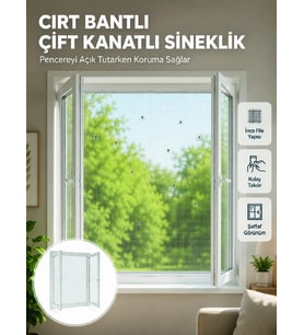 Pencere ve Balkon İçin Çift Kanatlı Sinek Koruma Sinekliği