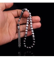 TAMAMI 925 AYAR GÜMÜŞ RODYUM KAPLAMALI MODEL TESBİH (Gri)
