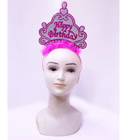 Happy Birthday Neon Pembe Renk Doğum Günü Tacı 24x15 cm (5047)