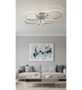 LİGHT HOUSE 6 Kollu Çember Plafonyer 3 Modlu Led Avize (Silver)